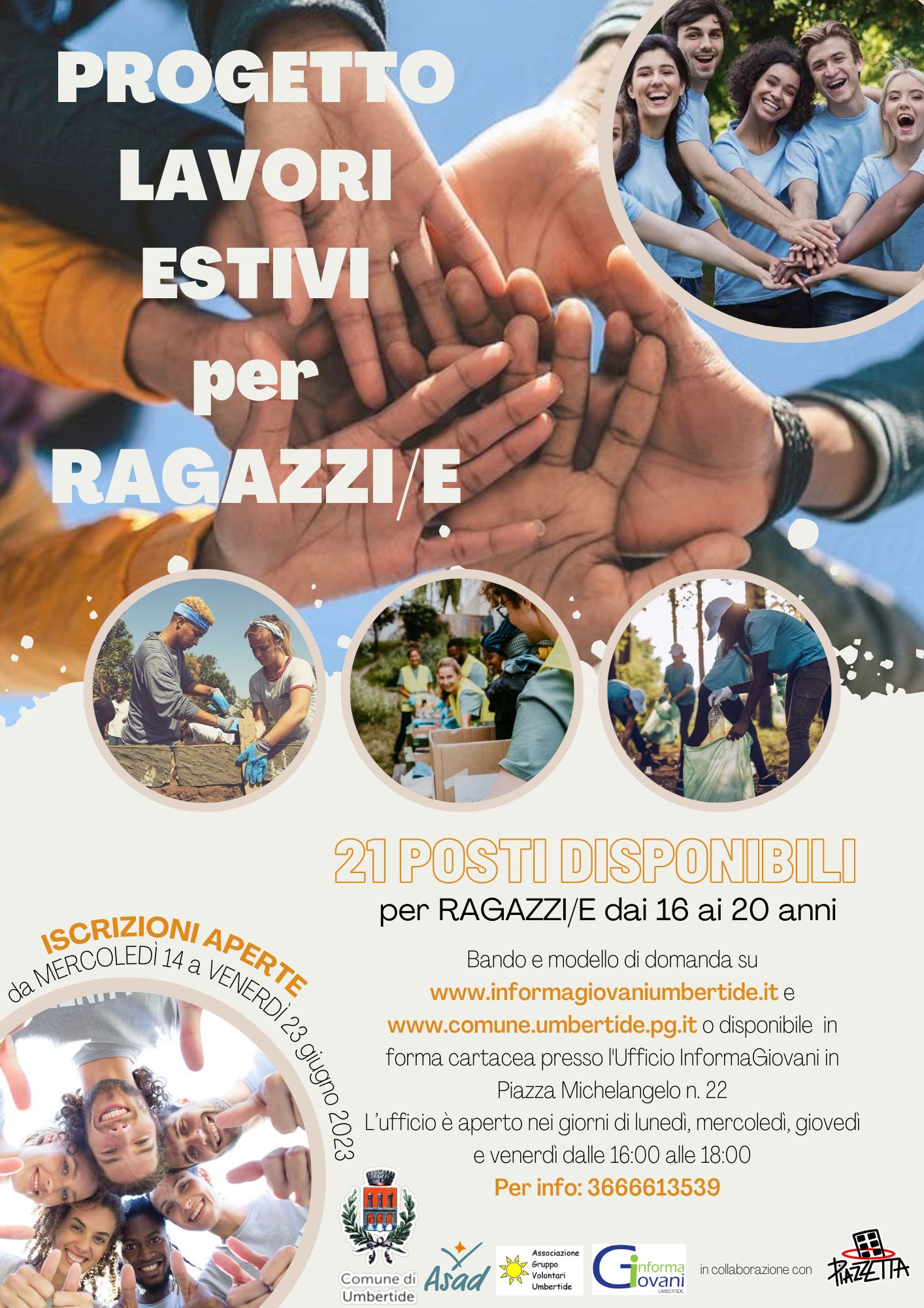 Progetto lavori estivi per ragazzi/e 2023 