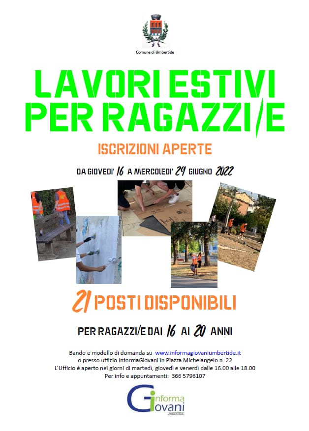 Lavori estivi per ragazze/i - estate 2022