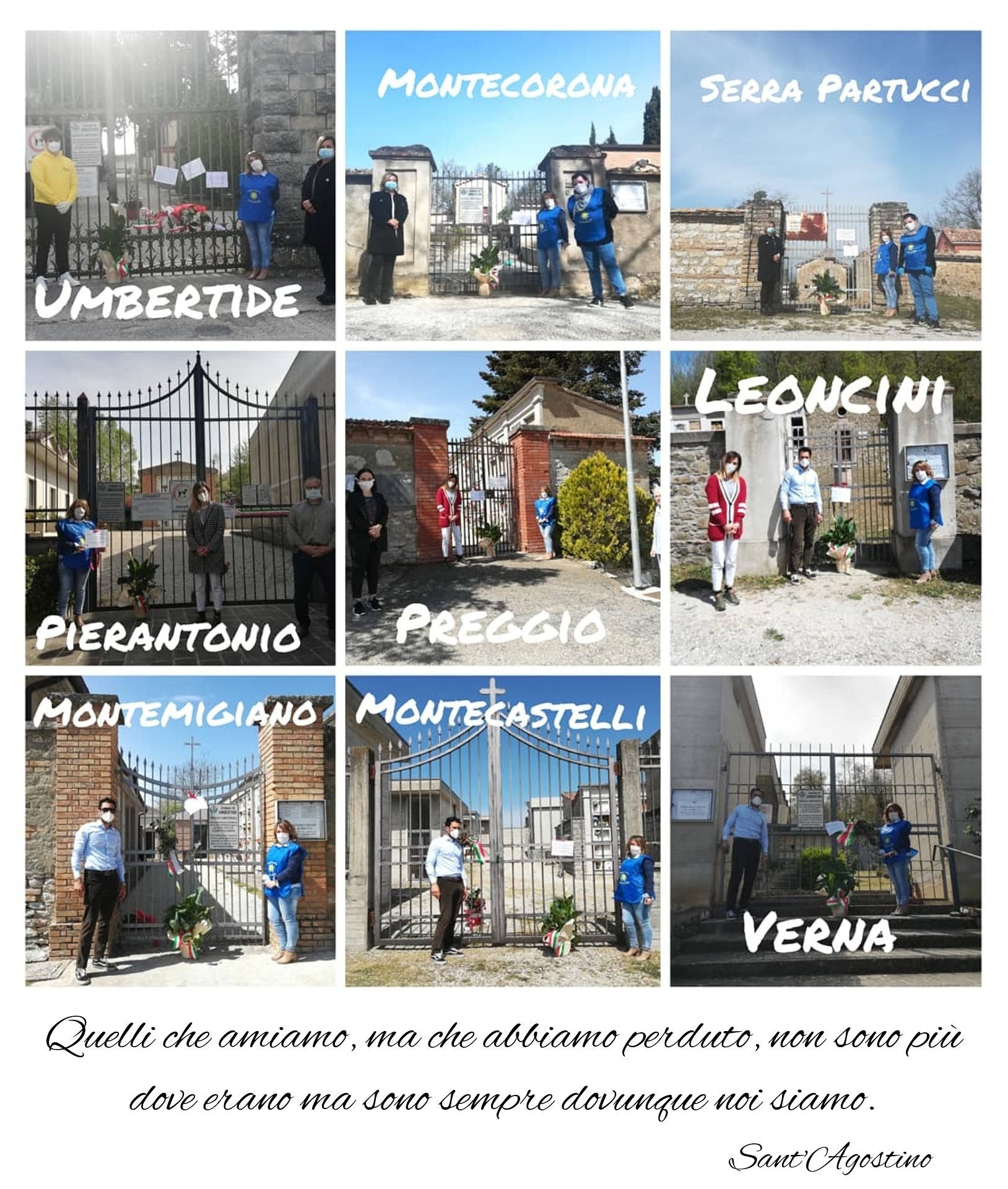 Calle bianche all'esterno dei cimiteri comunali in omaggio di tutti i defunti